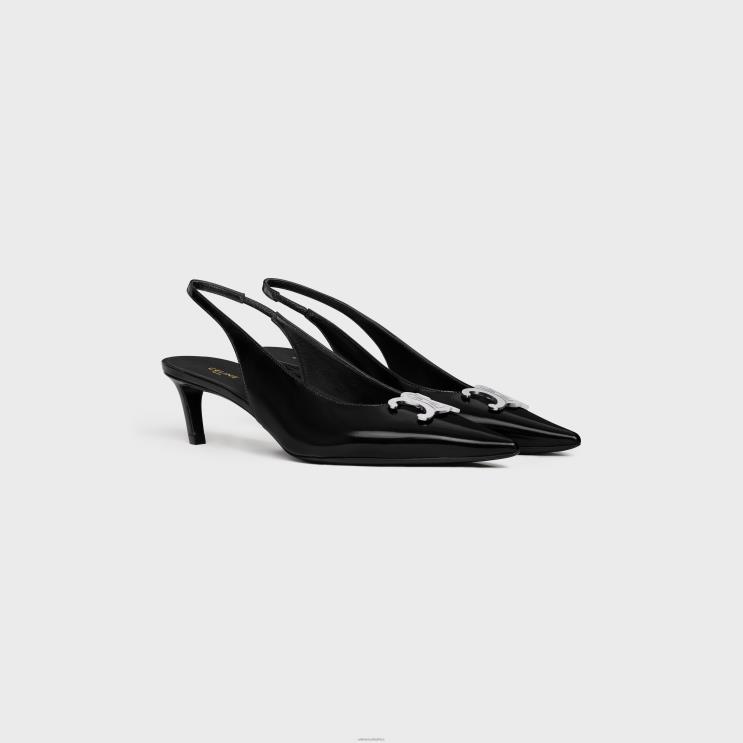 CELINE Black Alma Triomphe Slingback in Glossy Calfskin R0ZNN977