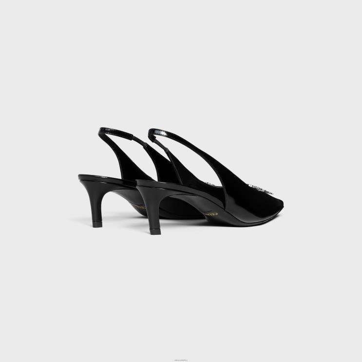 CELINE Black Alma Triomphe Slingback in Glossy Calfskin R0ZNN977