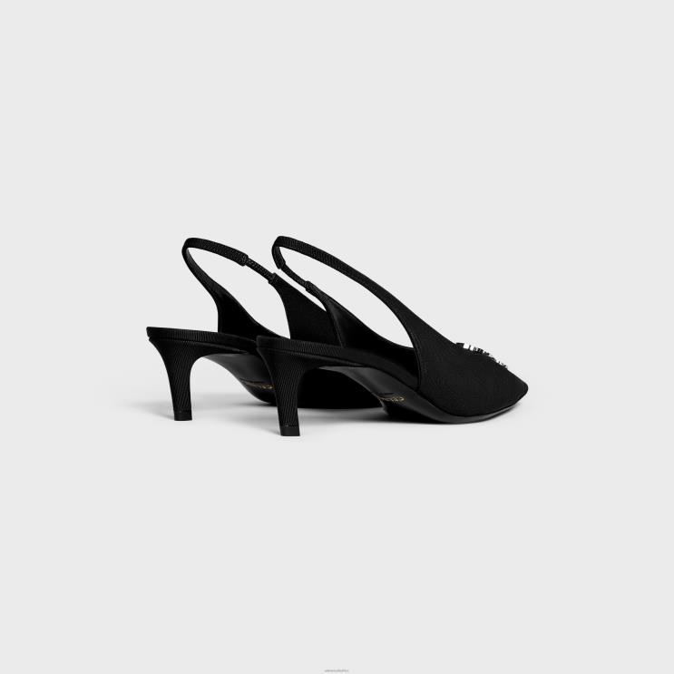 CELINE Black Alma Triomphe Slingback in Gros-Grain R0ZNN976
