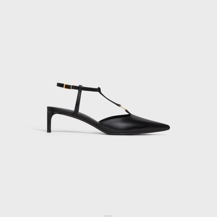 CELINE Black Kitten T-Bar Strap Pump in Calfskin R0ZNN978