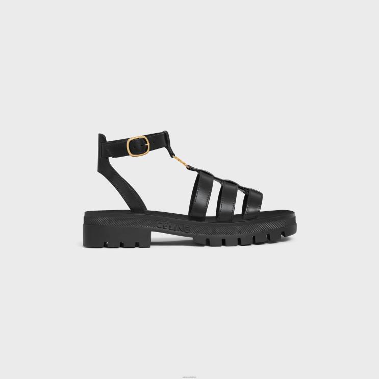 CELINE Black Clea Triomphe Gladiator Sandal in CalfskinVegetal Tanning R0ZNN936