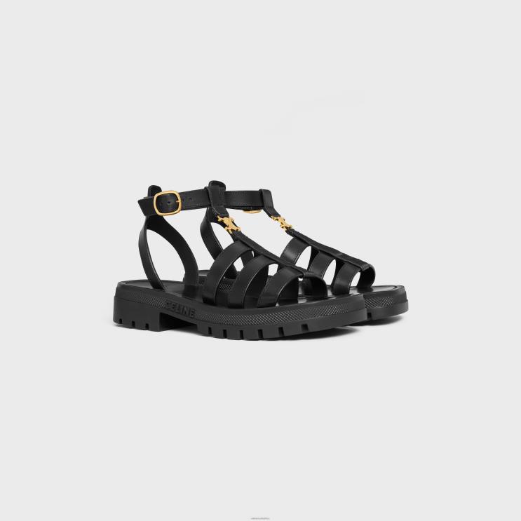CELINE Black Clea Triomphe Gladiator Sandal in CalfskinVegetal Tanning R0ZNN936