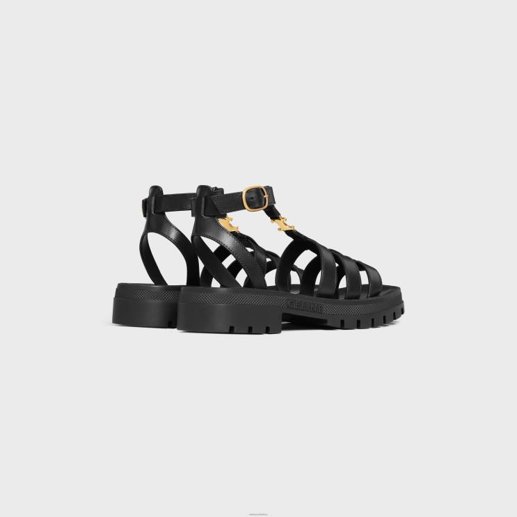 CELINE Black Clea Triomphe Gladiator Sandal in CalfskinVegetal Tanning R0ZNN936