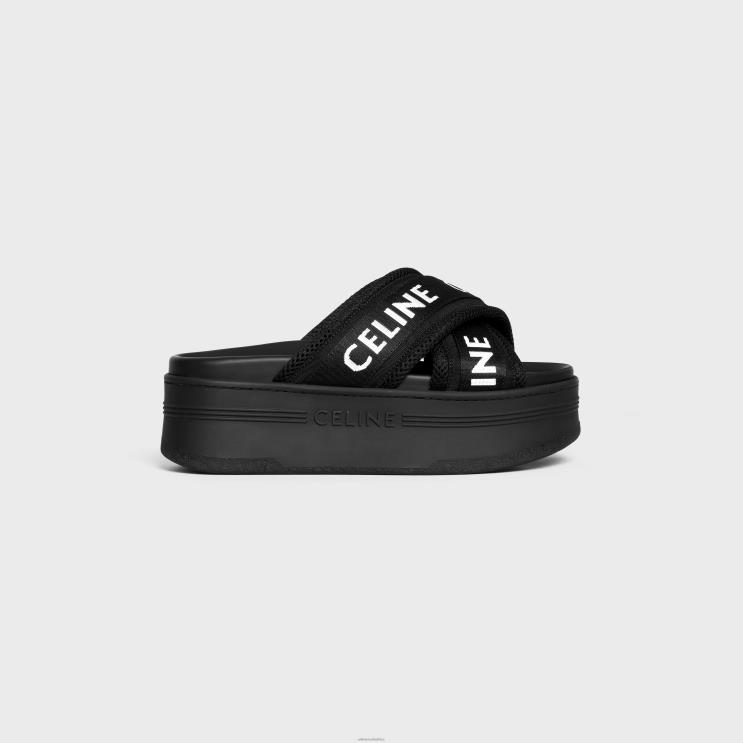 CELINE Black/Optic White Block Slide in Mesh & Textile R0ZNN1003