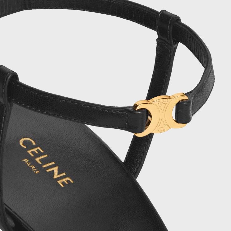 CELINE Black Soir Sandal in Lambskin R0ZNN1007