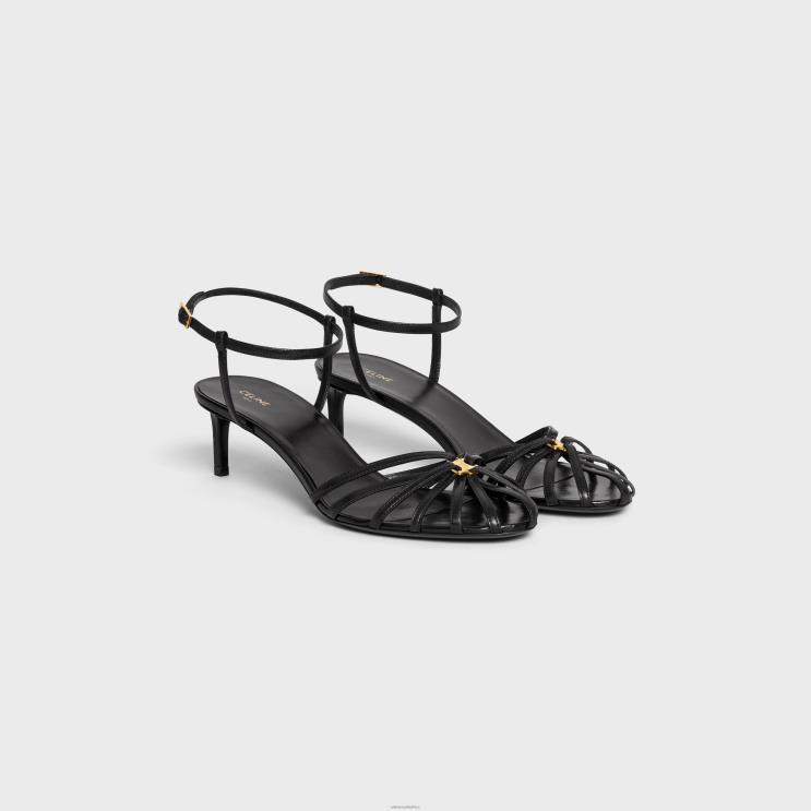 CELINE Black Triomphe Sandal in Lambskin R0ZNN945