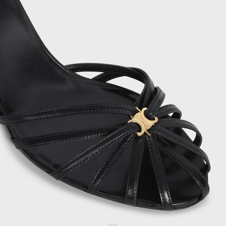 CELINE Black Triomphe Sandal in Lambskin R0ZNN945