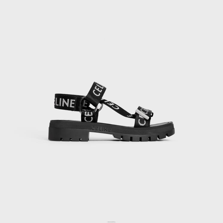 CELINE Black/White Leo Strappy Sandal in With "" Jacquard R0ZNN1000