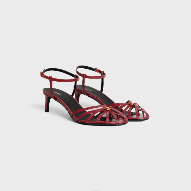 CELINE Bright Red Triomphe Sandal in Lambskin R0ZNN1004
