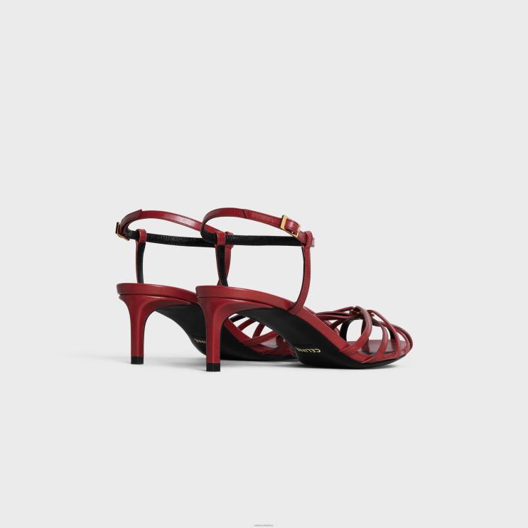 CELINE Bright Red Triomphe Sandal in Lambskin R0ZNN1004