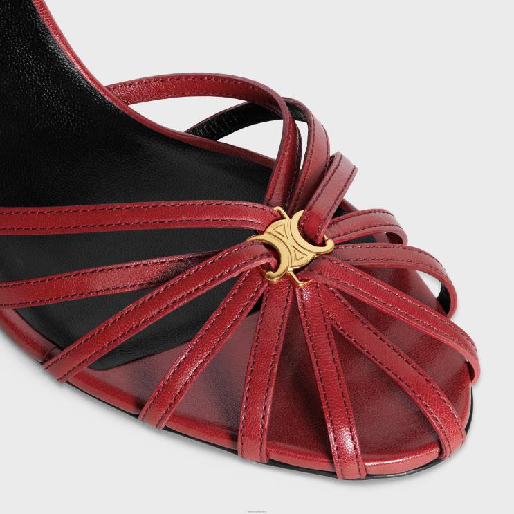 CELINE Bright Red Triomphe Sandal in Lambskin R0ZNN1004