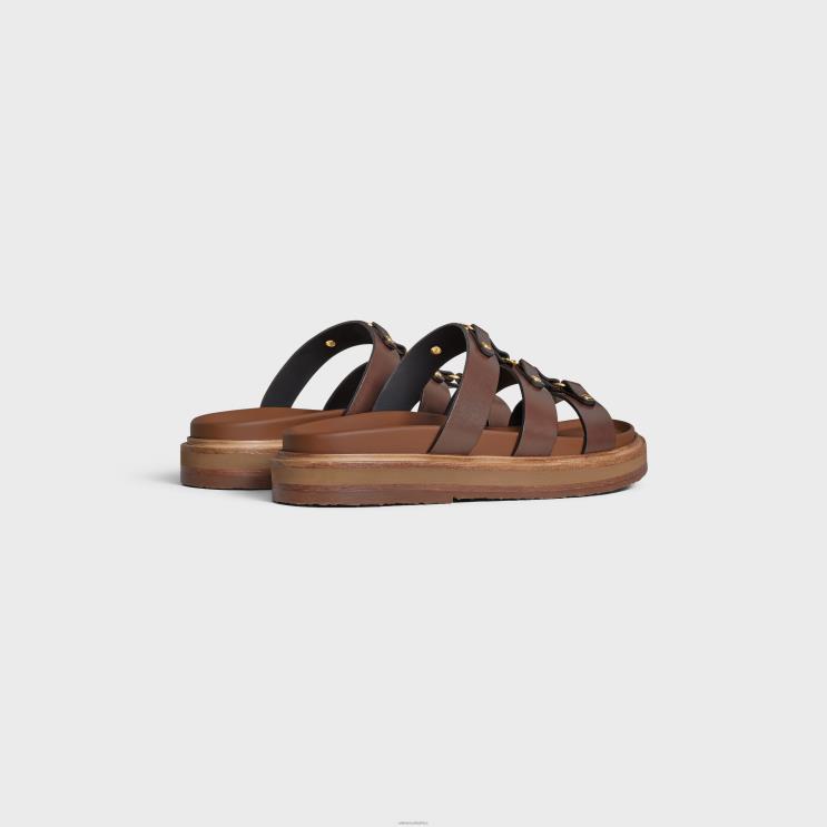 CELINE Dark Brown Tippi Slide in CalfskinVegetal Tanning R0ZNN991