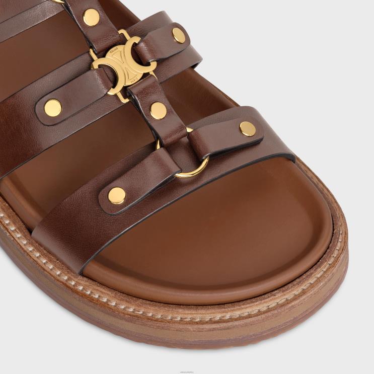 CELINE Dark Brown Tippi Slide in CalfskinVegetal Tanning R0ZNN991