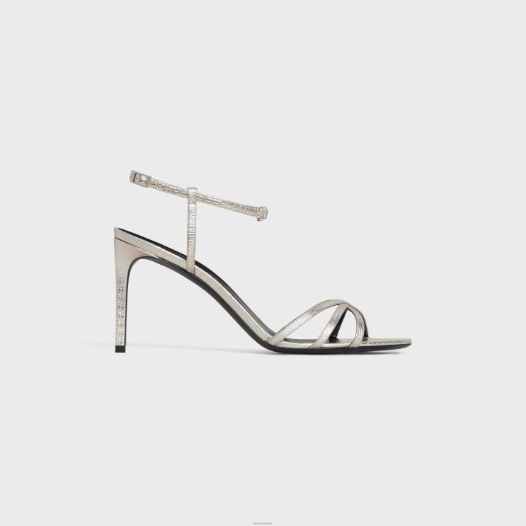 CELINE Platinium Soir Sandal in Lizard Stamped Metalized Calfskin R0ZNN1008