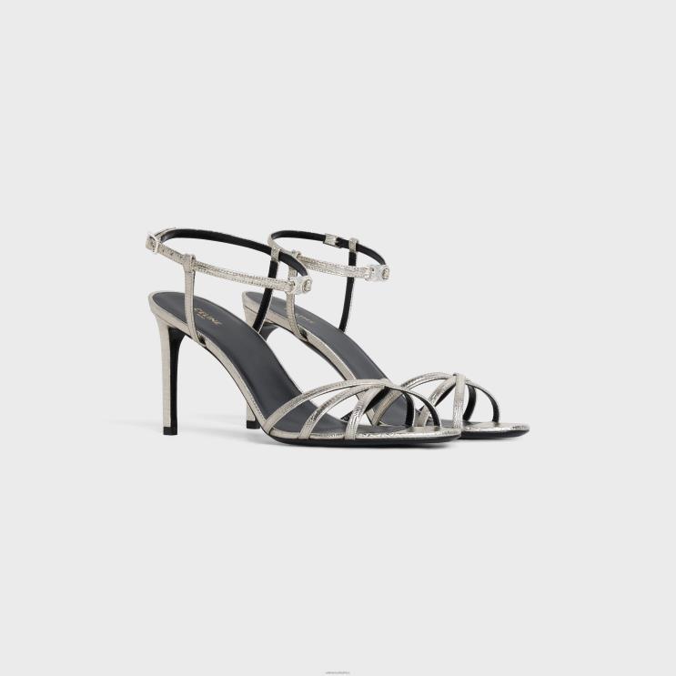 CELINE Platinium Soir Sandal in Lizard Stamped Metalized Calfskin R0ZNN1008
