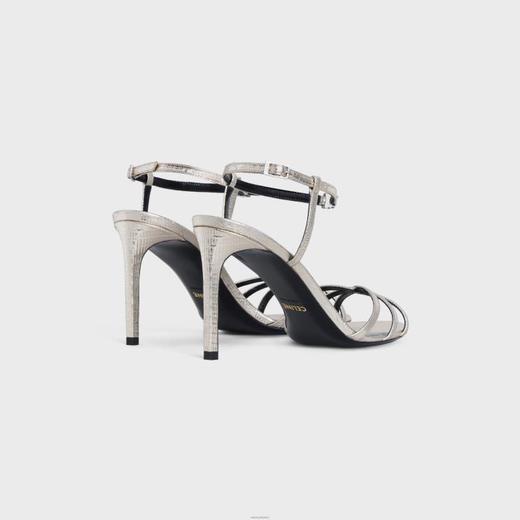 CELINE Platinium Soir Sandal in Lizard Stamped Metalized Calfskin R0ZNN1008