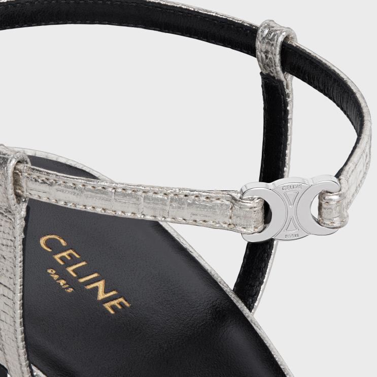 CELINE Platinium Soir Sandal in Lizard Stamped Metalized Calfskin R0ZNN1008