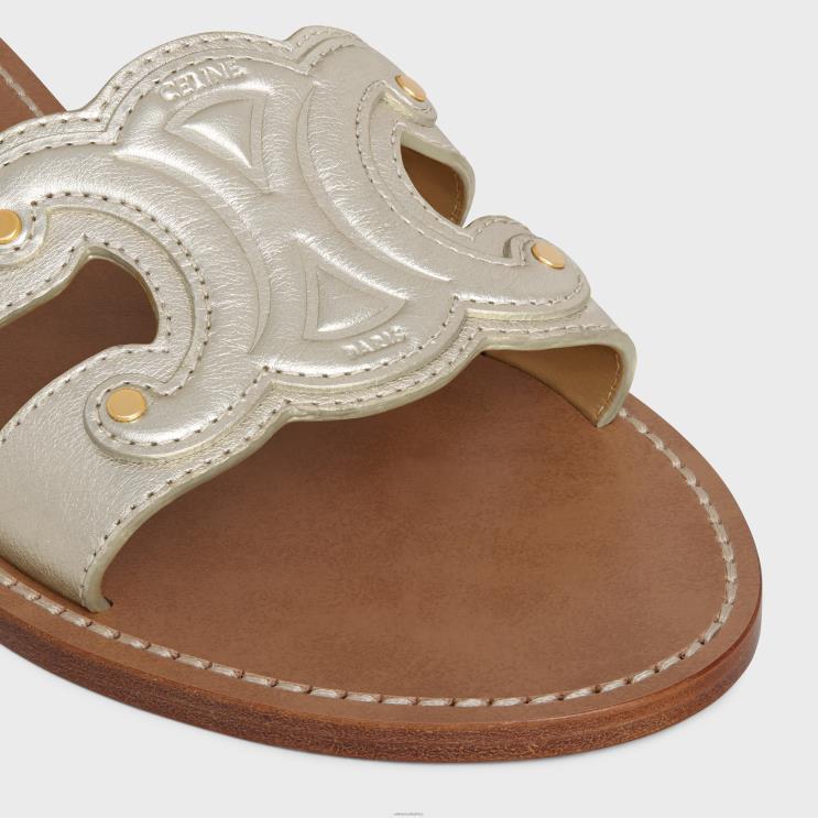 CELINE Platinium Triomphe Mule in Metalized Calfskin R0ZNN999