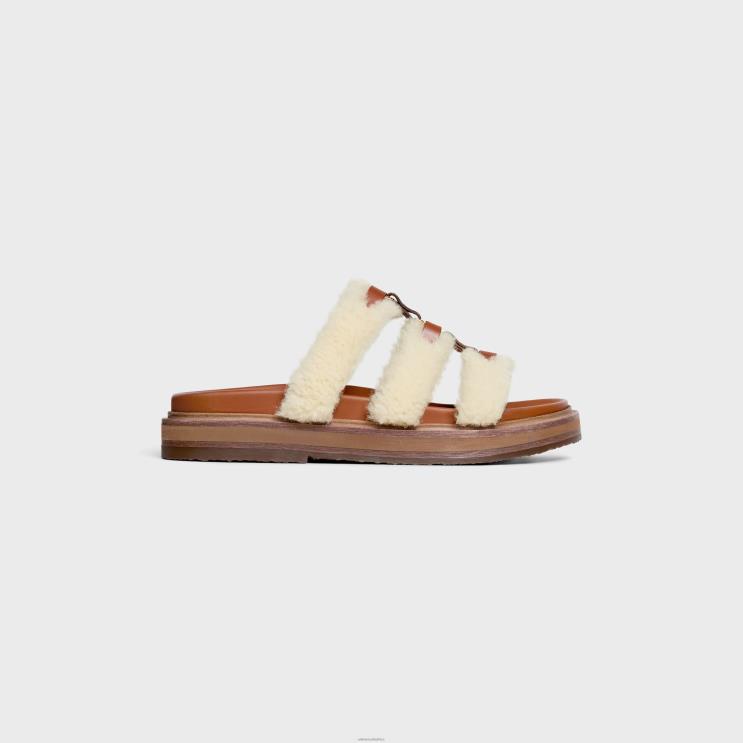 CELINE Tan/Natural Tippi Slide in Shearling & Calfskin R0ZNN992