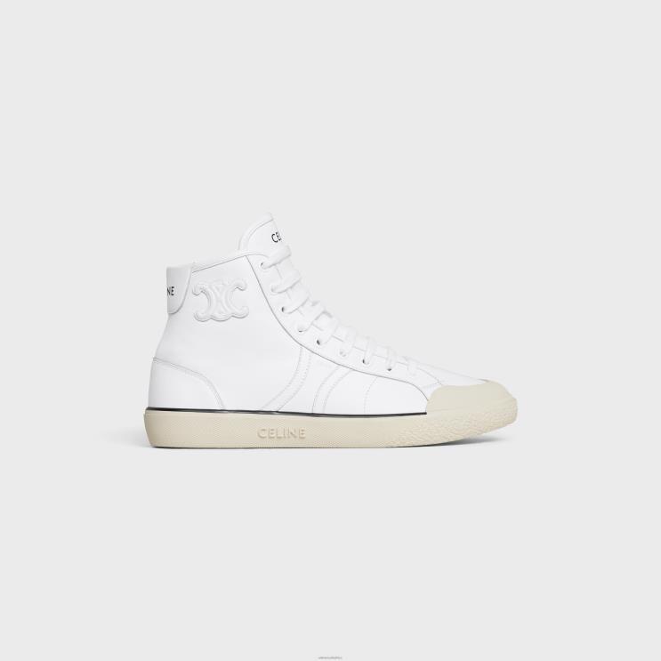CELINE Optic White As-02 Mid Low Lace-Up Alan Sneakers With Triomphe Patch in Calfskin R0ZNN1015