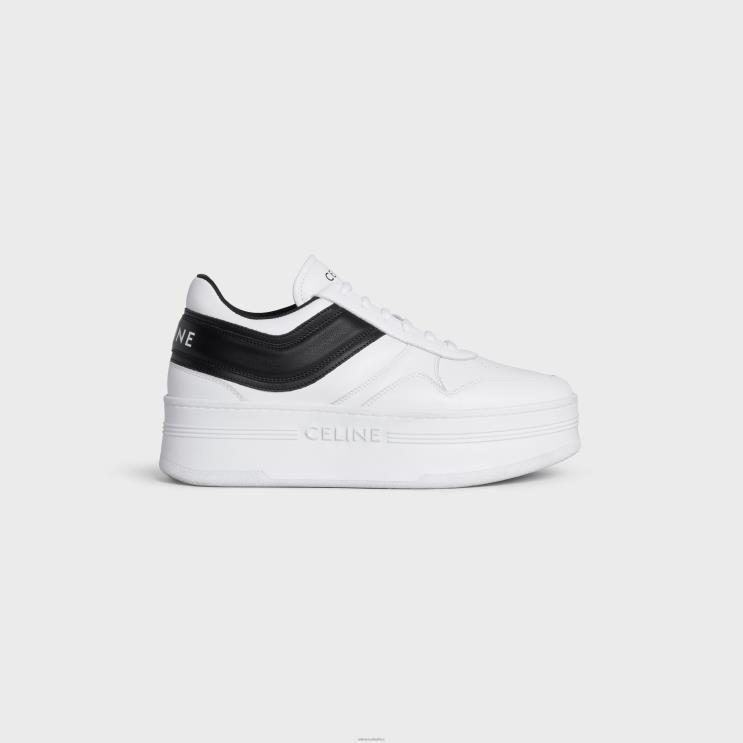 CELINE Optic White/Black Block Sneakers With Wedge Outsole in Calfskin R0ZNN947