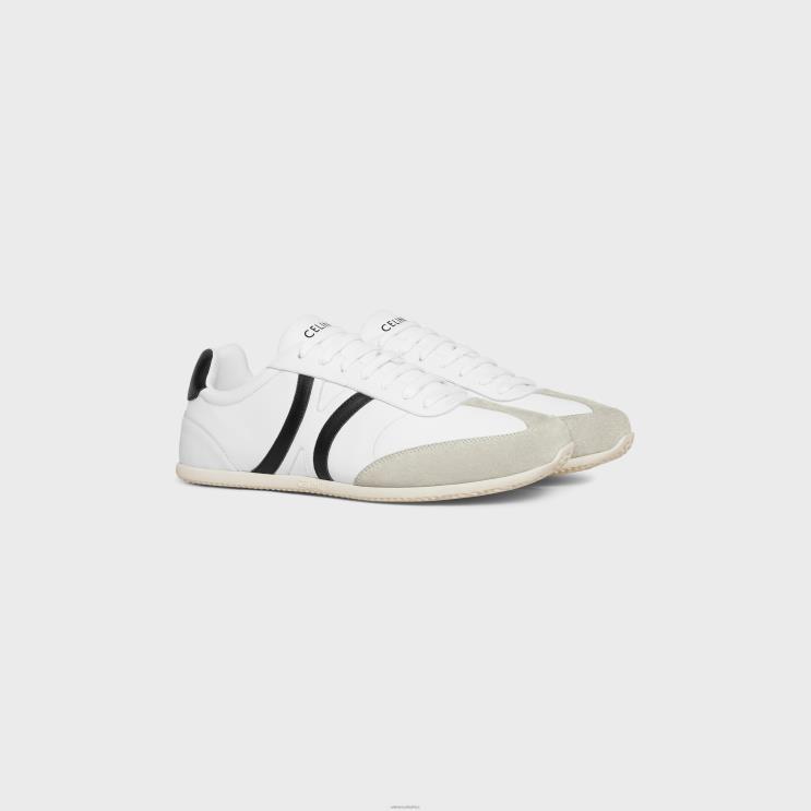 CELINE Optic White/Grey/Black Jogger Low Lace-Up Sneaker in Calfskin & Suede Calfskin R0ZNN911
