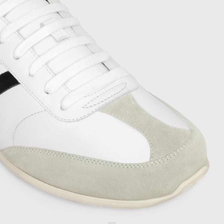 CELINE Optic White/Grey/Black Jogger Low Lace-Up Sneaker in Calfskin & Suede Calfskin R0ZNN911