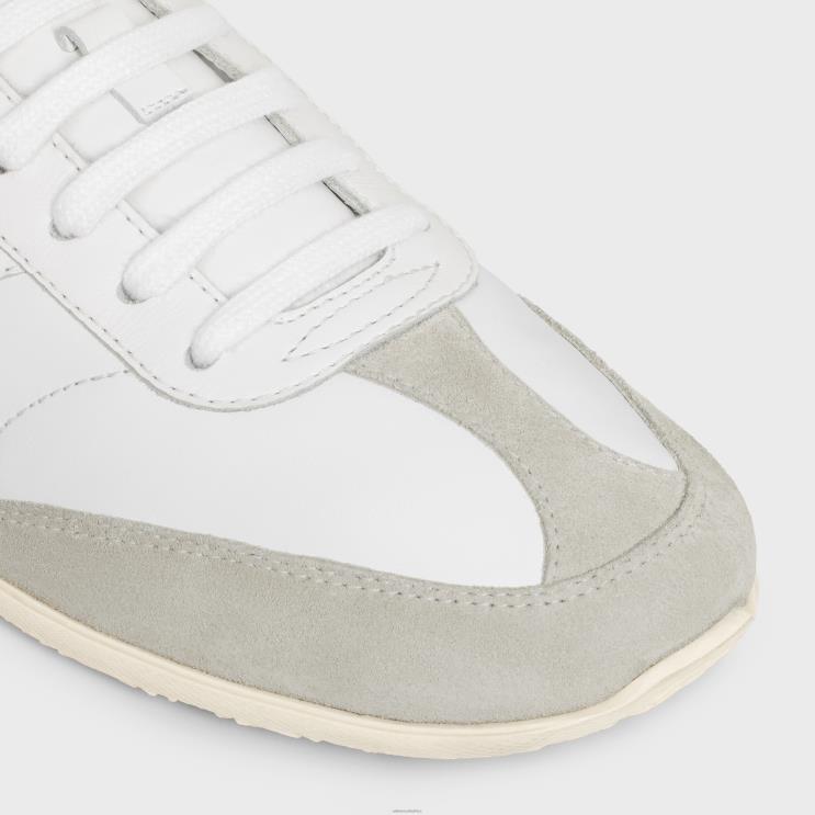 CELINE Optic White/Grey Jogger Low Lace-Up Sneaker in Calfskin & Suede Calfskin R0ZNN912